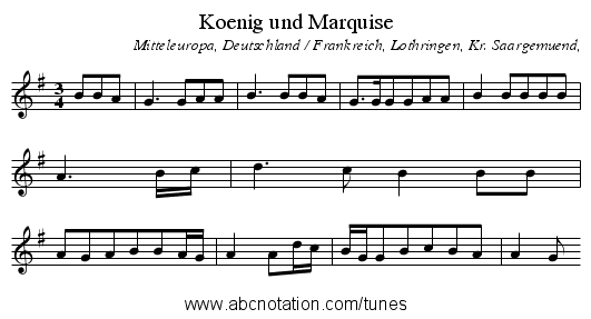 Koenig und Marquise - staff notation