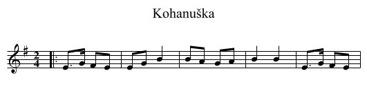 Kohanuška - staff notation