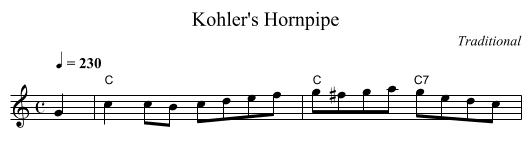 Kohler's Hornpipe - staff notation