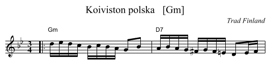 Koiviston polska   [Gm] - staff notation