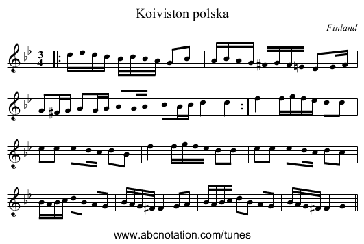 Koiviston polska - staff notation