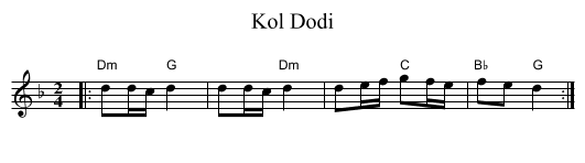 Kol Dodi - staff notation