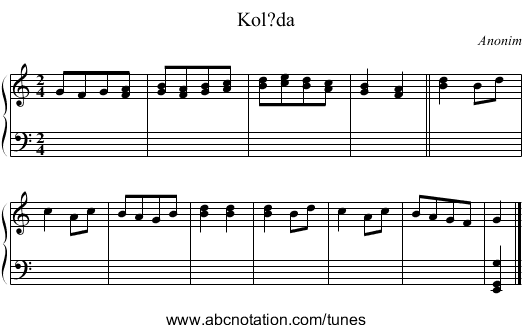 Kol?da - staff notation