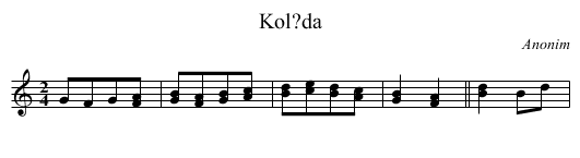 Kol?da - staff notation