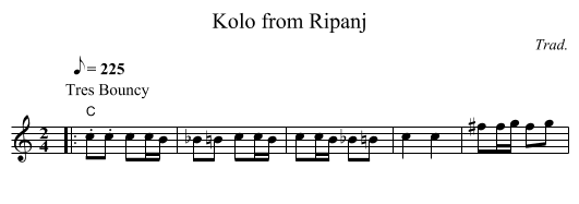 Kolo from Ripanj - staff notation