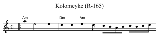 Kolomeyke (R-165) - staff notation
