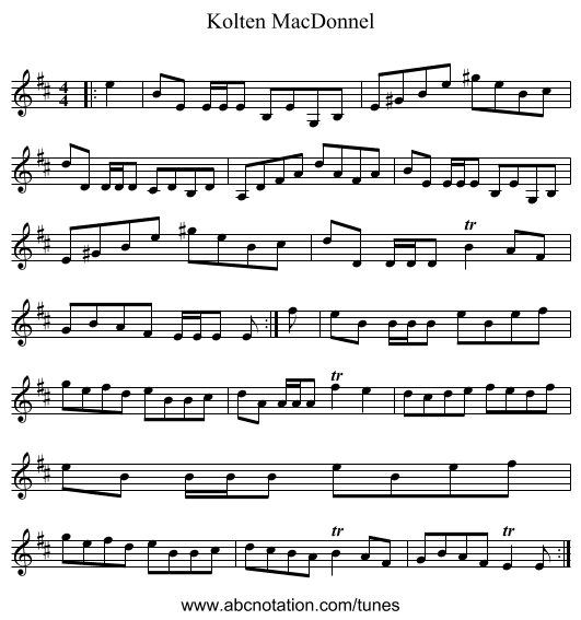 Kolten MacDonnel - staff notation