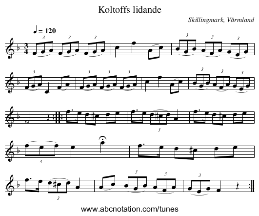 Koltoffs lidande - staff notation