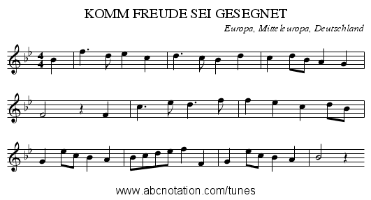 KOMM FREUDE SEI GESEGNET - staff notation