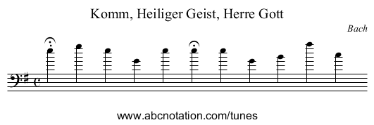 Komm, Heiliger Geist, Herre Gott - staff notation