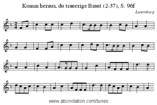 Komm heraus, du trauerige Braut (2-37), S. 96f - staff notation