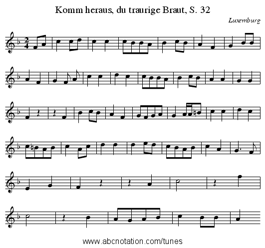 Komm heraus, du traurige Braut, S. 32 - staff notation