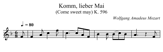Komm, lieber Mai - staff notation