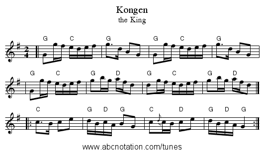 Kongen - staff notation