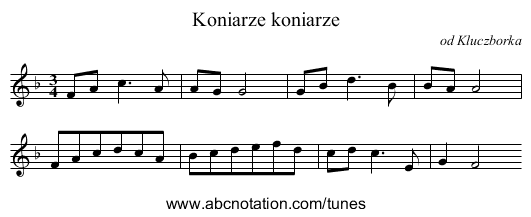 Koniarze koniarze - staff notation