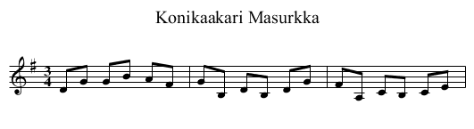 Konikaakari Masurkka - staff notation