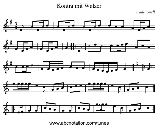 Kontra mit Walzer - staff notation