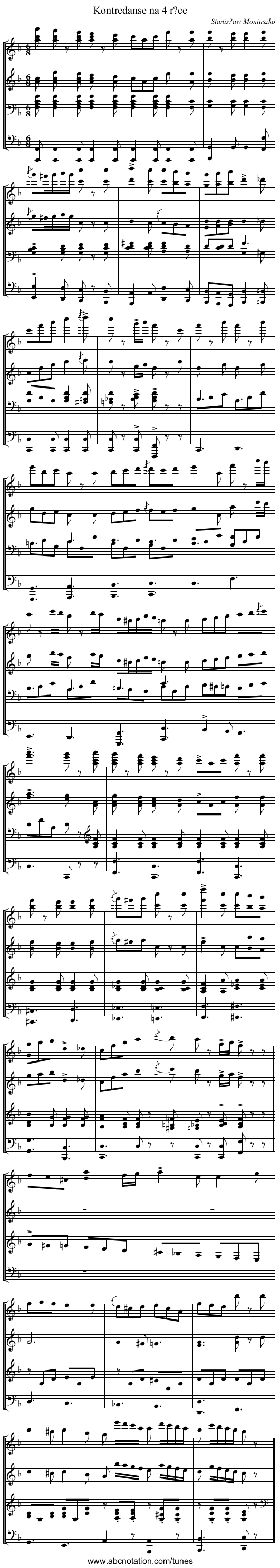 Kontredanse na 4 r?ce - staff notation