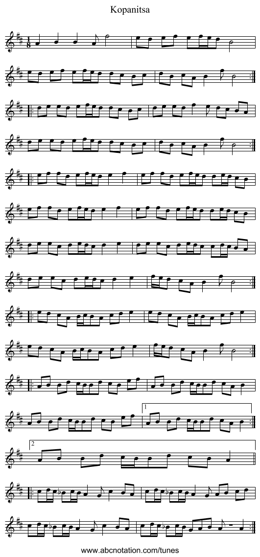 Kopanitsa - staff notation