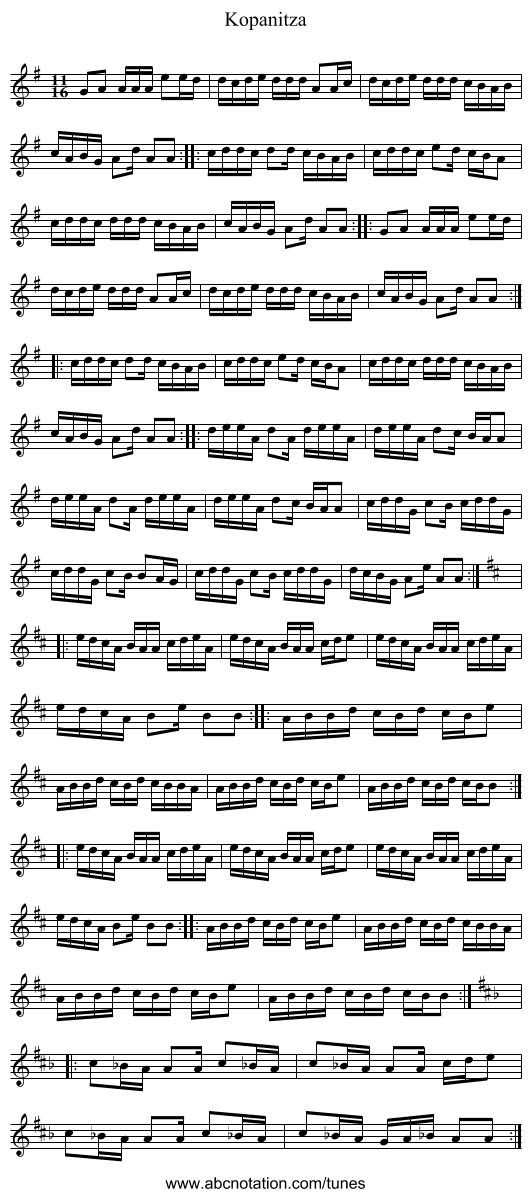 Kopanitza - staff notation
