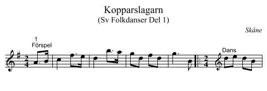 Kopparslagarn - staff notation