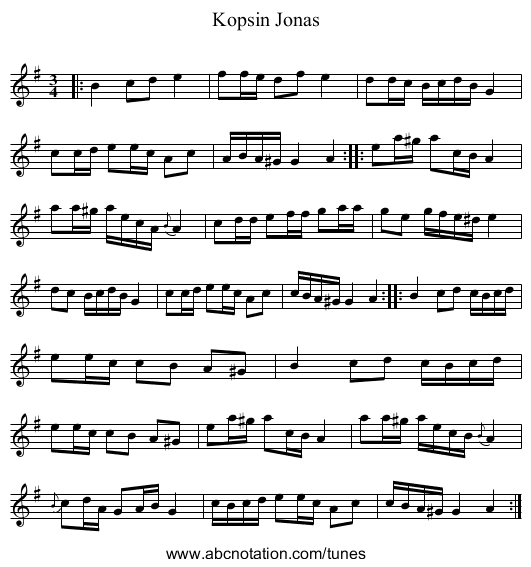 Kopsin Jonas - staff notation