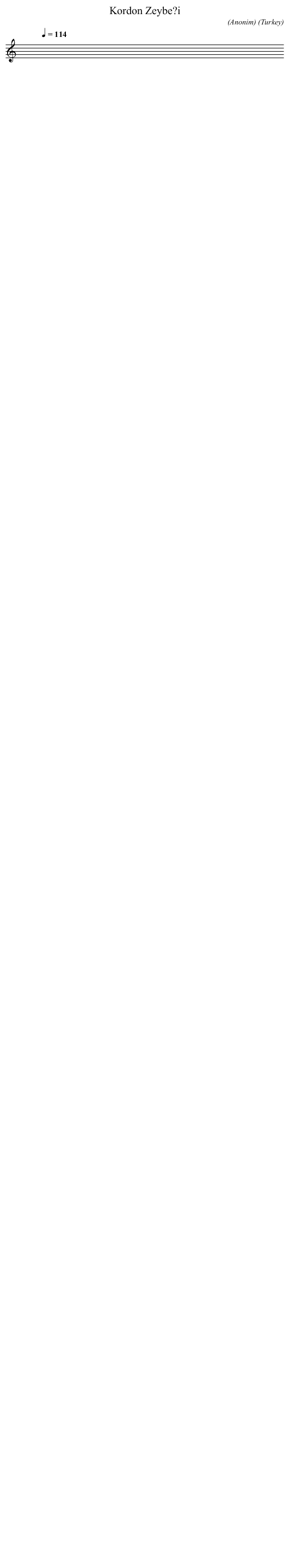 Kordon Zeybe?i - staff notation