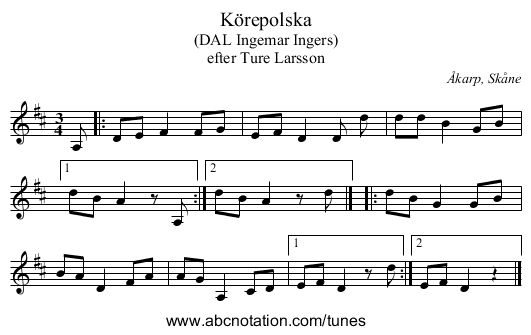 Körepolska - staff notation