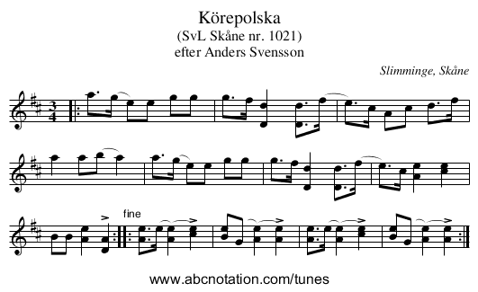 Körepolska - staff notation