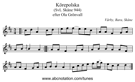 Körepolska - staff notation