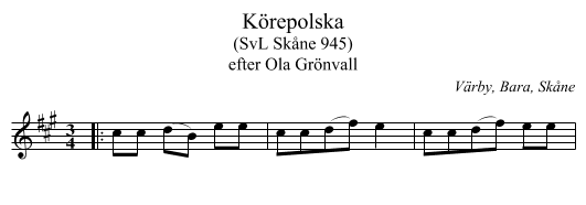 Körepolska - staff notation