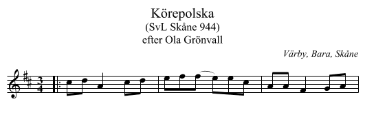 Körepolska - staff notation