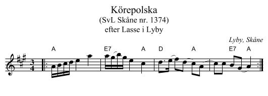Körepolska - staff notation