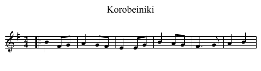 Korobeiniki - staff notation