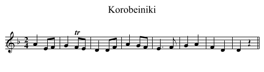 Korobeiniki - staff notation