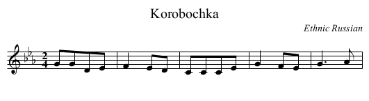 Korobochka - staff notation