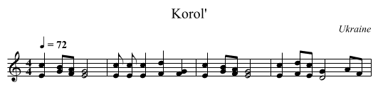 Korol' - staff notation