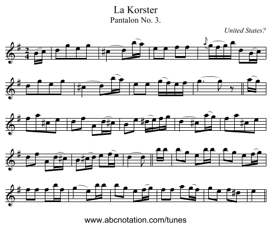 Korster, La - staff notation
