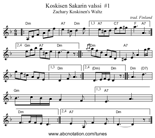 Koskisen Sakarin valssi #1 - staff notation