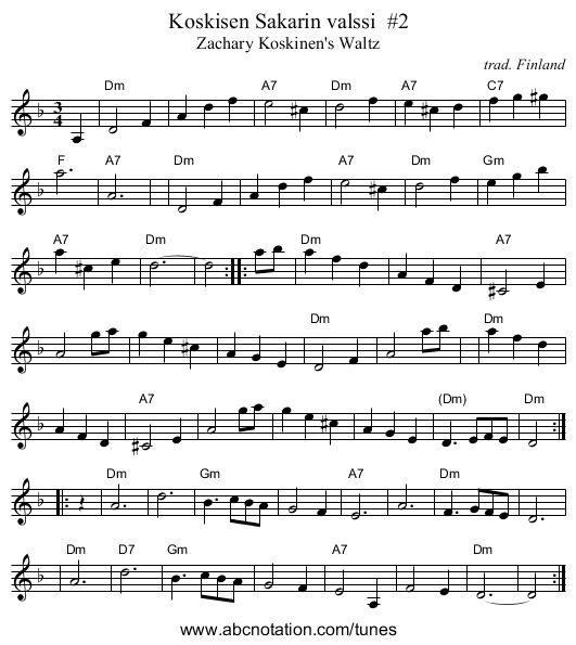 Koskisen Sakarin valssi  #2 - staff notation