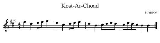 Kost-Ar-Choad - staff notation