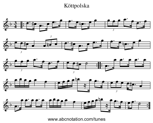 Köttpolska - staff notation