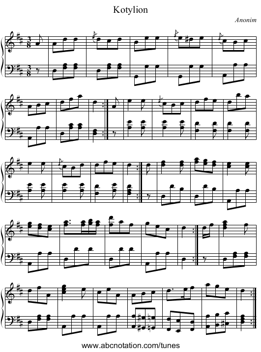 Kotylion - staff notation