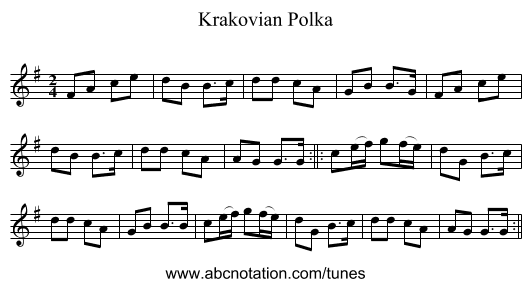 Krakovian Polka - staff notation