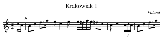 Krakowiak 1 - staff notation