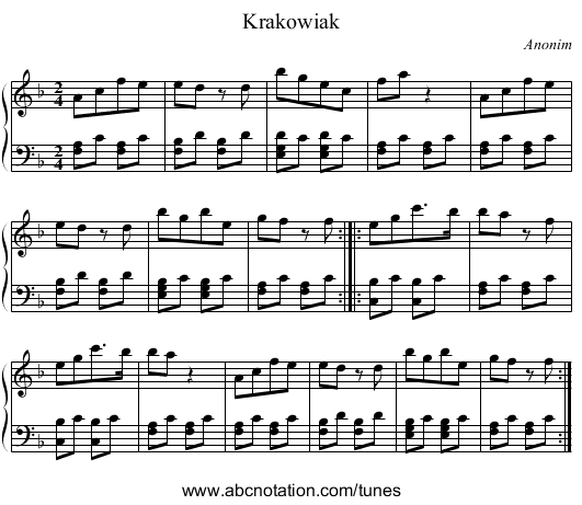Krakowiak - staff notation