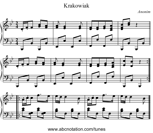 Krakowiak - staff notation