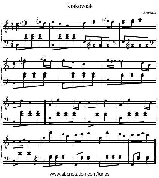 Krakowiak - staff notation