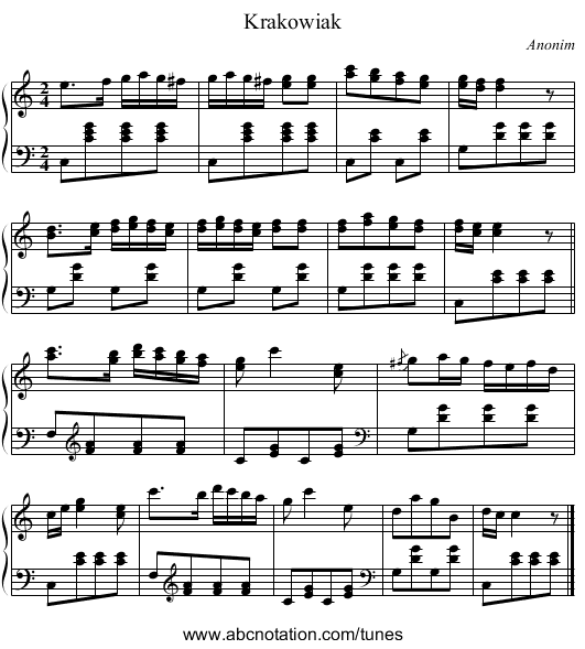 Krakowiak - staff notation