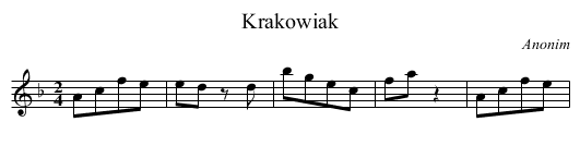 Krakowiak - staff notation